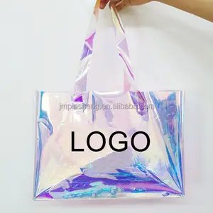 Bolsa de sacola holográfica para psh, sacola de pvc para compras personalize logotipo e tamanho