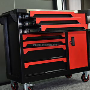 Chariot à outils robuste OEM ODM à roulettes, 7 tiroirs, plan de travail <span class=keywords><strong>en</strong></span> <span class=keywords><strong>bois</strong></span> massif, chariot de rangement verrouillable, capacité 300 kg - Product Image 2