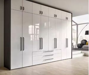 Customized Wooden Apartment <strong>Furniture</strong> Modern Style Opposite Door Opening Triple Row Wardrobe with <strong>LED</strong> <strong>Lights</strong> - Product Image 1