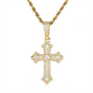New Arrival Hip Hop Jewelry Full Pave Diamond <strong>Cross</strong> <strong>Pendant</strong> Women 18k <strong>Gold</strong> Plated Christian <strong>Cross</strong> <strong>Pendant</strong> Necklace - Product Image 5