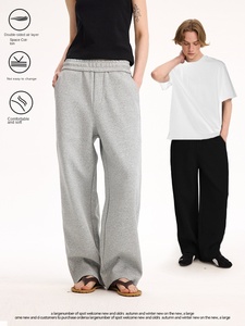 Pantalon décontracté droit X909 en tissu épais, confortable, tricoté avec couche d'air et taille élastique pour le printemps et l'été - Product Image 6