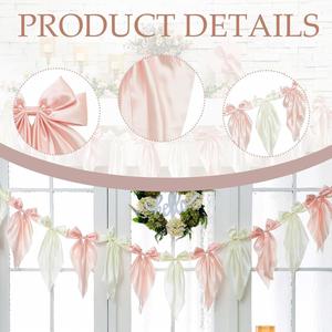Guirnalda Decorativa de Satén con Lazo Bicolor Rosa y Blanco de 7.9 pies para Decoraciones de Fiestas de Cumpleaños y Bodas - Product Image 3