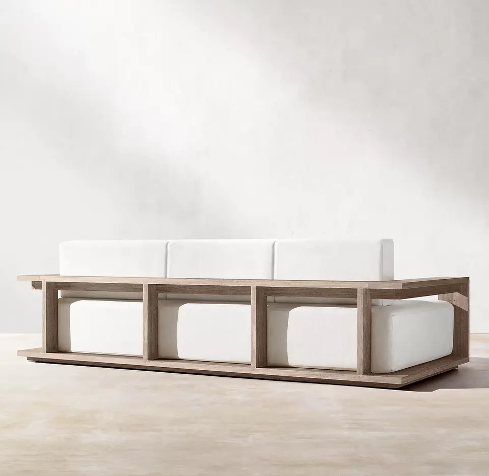 New arrival luxury modern teak wood patio garden sofa sets outdoor furniture