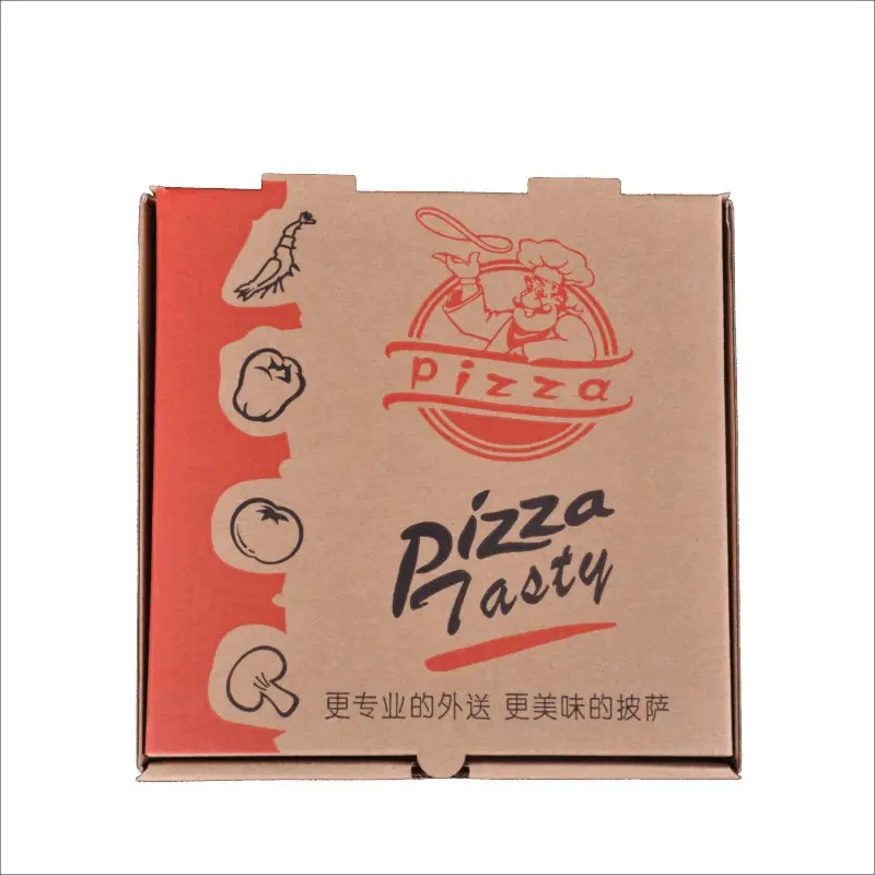 Venda por atacado caixa de pizza embalagem do fornecedor design personalizado impresso embalagem a granel barato caixas de pizza com seu próprio logotipo