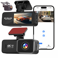 Caméra embarquée 4K HD avec vision nocturne, grand angle, GPS, double objectif, capteur G, enregistreur avant et arrière, écran IPS de 1,97 pouces, mode stationnement
