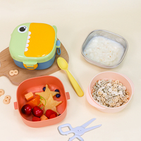 Ensemble de vaisselle portable en acier inoxydable personnalisé, boîte à lunch pour enfants en plastique, boîte à bento pour bébé, récipient alimentaire, bol, ensemble de vaisselle pour l'alimentation