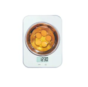 Balances de cuisine numériques de 11lb/5Kg pour la mesure précise des balances alimentaires Poids numérique Grammes Matériau en verre Balance alimentaire à tare en un clic