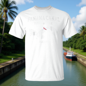T-shirt souvenir du Canal du Panama, design de carte vintage 1881, cadeau culturel - Product Image 3