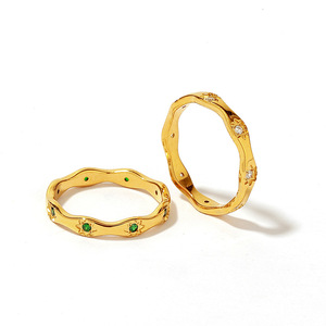 Stainless Steel <b>Ring</b> 18k Gold Plated <b>Titanium</b> Steel With Diamonds Geometric Shape Unisex Gift Jewelry - Product Image 4