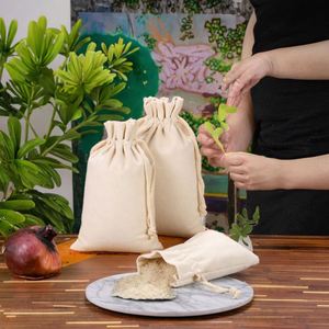 Bolsa de Algodón Biodegradable Personalizable con Cordón para Joyería, Almacenamiento de Viaje y Empaque Ecológico de Arroz con Impresión de Logotipo - Product Image 3