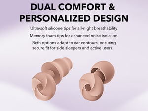 Tapones de silicona insonorizantes de primera calidad para dormir, con puntas de espuma viscoelástica y filtro antiruido. - Product Image 4