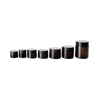 Pot cosmétique rond de luxe en verre ambré avec couvercle noir, vide, réutilisable, pour crème contour des yeux et crème visage, disponible en stock