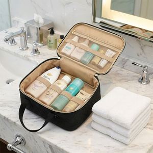 Sac de rangement cosmétique suspendu tendance avec grande poignée, compartiment spacieux, en PU, fermeture éclair, étanche, solution de rangement de maquillage de voyage - Product Image 2