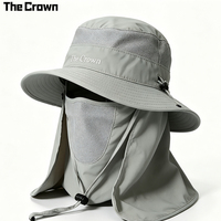 Chapeau Bob Personnalisé en Nylon Anti-UV avec Logo Dessin Animé, Masque Facial Amovible, Cache-Cou et Sangle Mentonnière – Vente en Gros