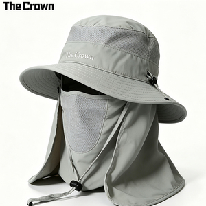 Chapeau Bob en Nylon Personnalisé avec Logo, Protection Solaire, Masque Facial Amovible et Cache-Nuque, Vente en Gros, Fabricant - Product Image 3