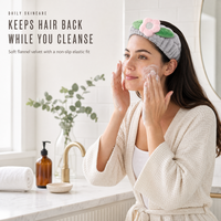 Headband Beludru Flanel OEM Desain Bunga Daun Grosir untuk Salon Kecantikan SPA Hadiah Pesta Natal Pernikahan Kembali ke Sekolah