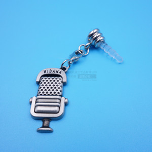 Hibaha Metal Microphone Phone Charm 25x15mm <b>Decorative</b> Dust Plug Pendant <b>Retro</b> Design Mobile Accessory - Product Image 1