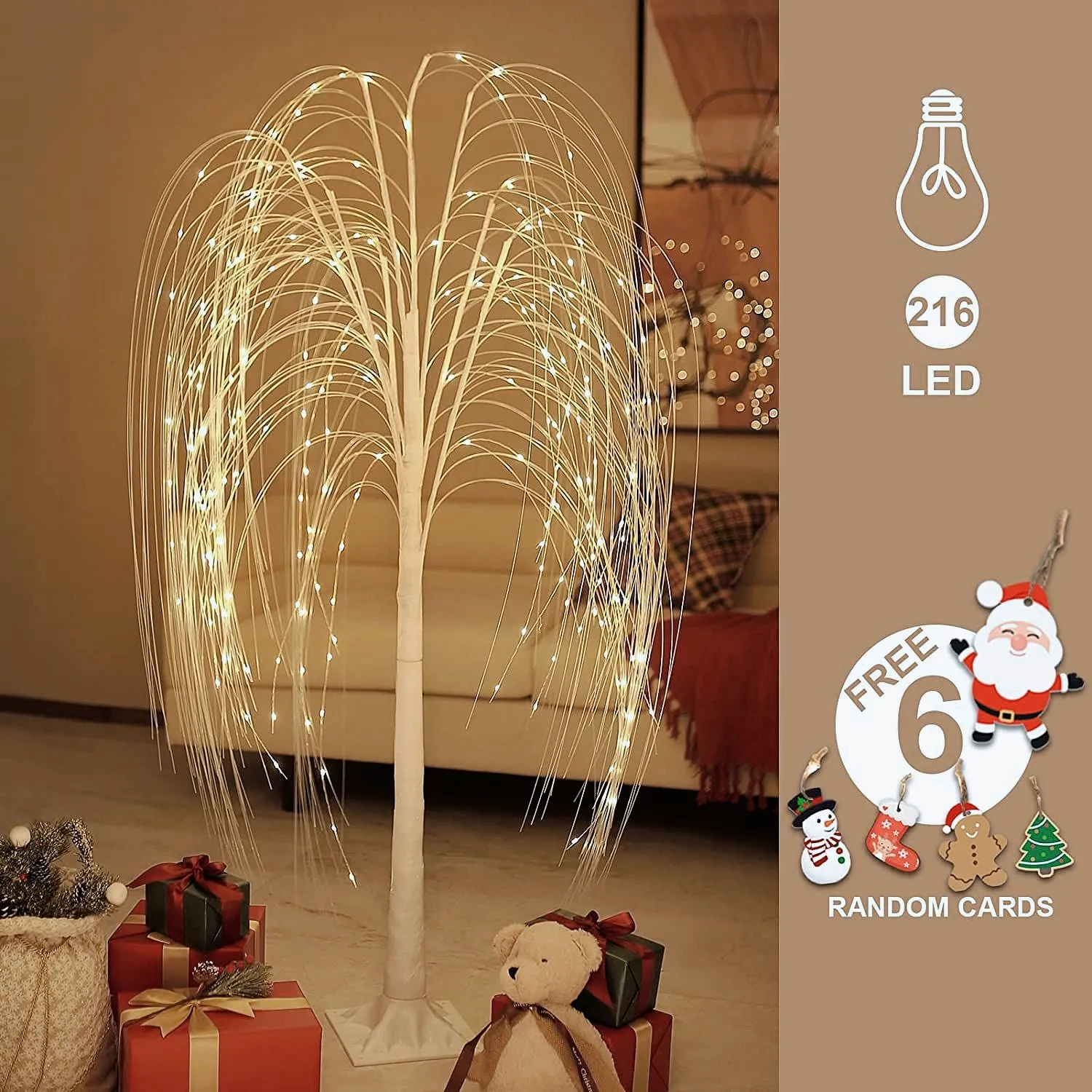 1.5m Fairy Christmas Willow Tree LED Motif Lights Warm White For Indoor Outdoor Halloween Party Wedding Garden
