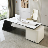Bureau d'angle moderne de luxe, bureau avec plateau en pierre, bureau d'écriture minimaliste, grand bureau informatique de direction pour le bureau