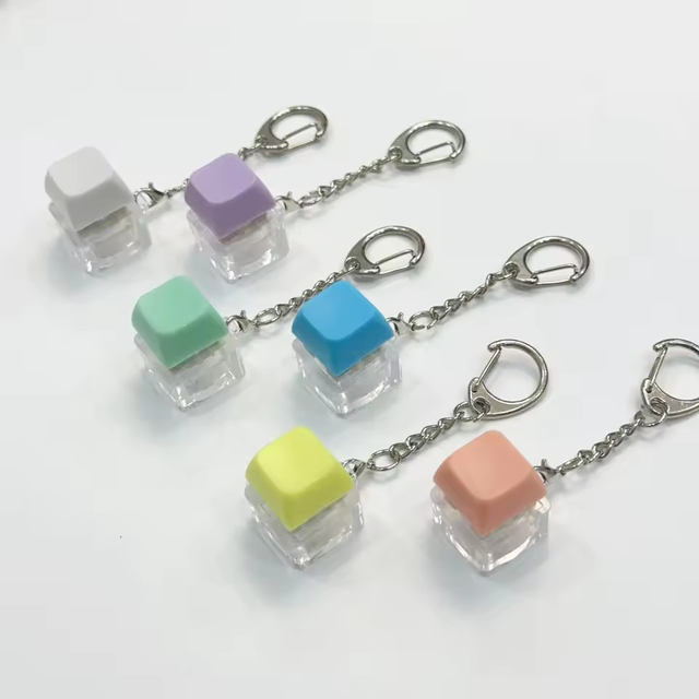 LED Keyboard Mechanical Button Fidget Key Switch Caps Finger Toys Relief Stress Key Chain Decoration