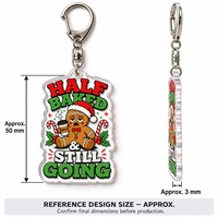 Set Gantungan Kunci Akrilik Natal Kustom 6 Buah, Aksesoris Santa, Manusia Salju, dan Pohon Natal yang Lucu, Grosir