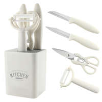Multifunctionele keuken gadget set: schaar, fruitmes, messen, eiermixer, gepersonaliseerde flesopener voor thuisgebruik.