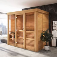 Triunity SUANA-SD Poêle de sauna électrique tout-en-un à infrarouge lointain 9KW 12KW, moderne, pour sauna sec extérieur commercial, 2 personnes, en bois de Pruche