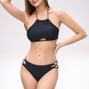 批发定制性感热卖黑色比基尼品牌成熟女性日本成熟女士大码泳衣