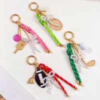 Porte-clés en corde tressée de nylon avec nœud perlé pour balles de golf, football, soccer, rugby, pickleball, raquettes de tennis et raquettes de pickleball