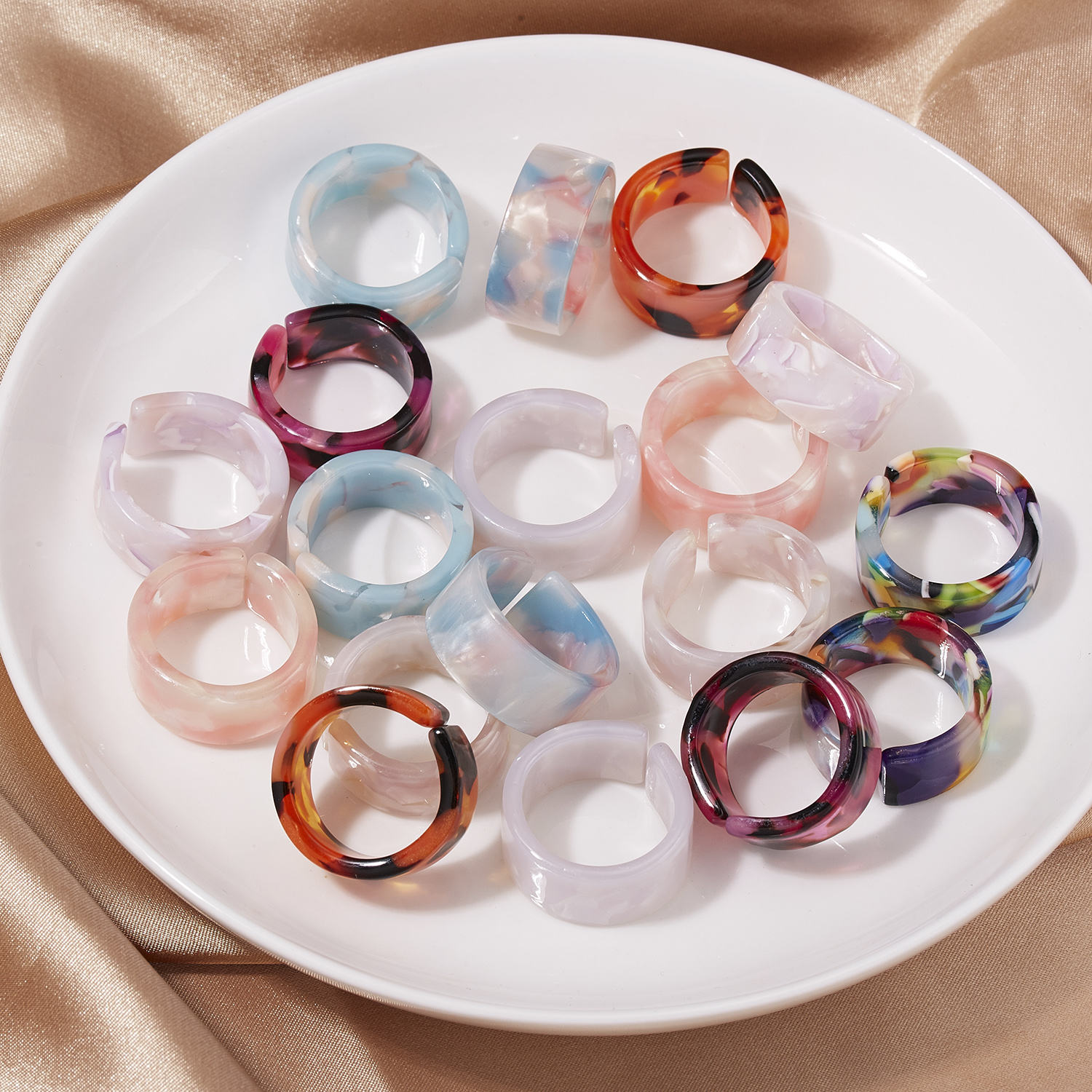 Colorful Resin Rings Plastic Chunky Rings Bloom Jewelry China