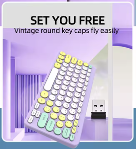 Hot bán PC Bán buôn máy tính hỗn hợp màu Keycaps Retro 2.4GHz Bàn phím không dây và chuột Combo Set - Product Image 4