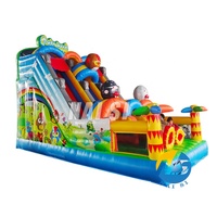Maison de rebond de safari tropical avec toboggan toboggan sec gonflable de jungle hiboux toboggan gonflable commercial videur sautant extérieur