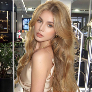 Parrucca da <span class=keywords><strong>Donna</strong></span> alla Moda Europea e Americana, Onde Grandi Marrone <span class=keywords><strong>Chiaro</strong></span>, Annodata a Mano, in Fibra Chimica, <span class=keywords><strong>Capelli</strong></span> Prima Qualità per l'Estero - Product Image 2