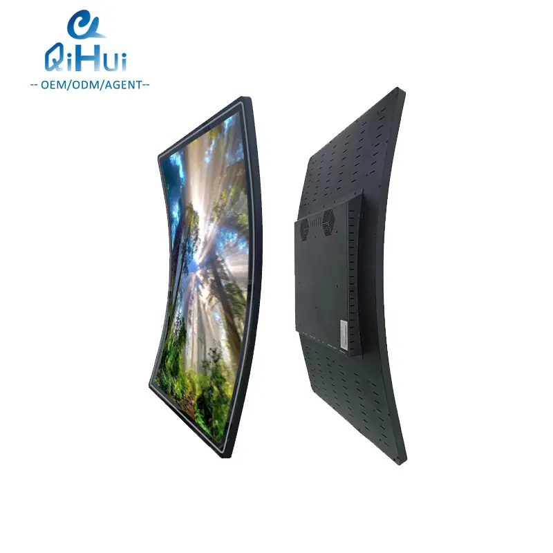 Qihui Capacitieve 32 / 43 Gebogen Monitor Inch Touchscreen 3M Serieel Met Led Licht Frame Voor Gaming /Amusement Machine