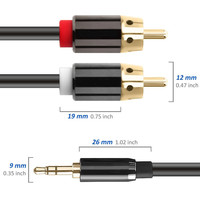 Câble audio stéréo auxiliaire OEM 3,5 mm mâle vers 2 RCA mâle, répartiteur en Y plaqué or, 3,5 mm vers RCA
