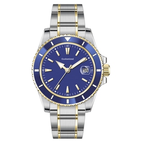 Montre à quartz en acier inoxydable rose doré avec logo personnalisé OEM ODM, mouvement Miyota 2415, montres à quartz classiques de luxe pour hommes avec date - Product Image 1