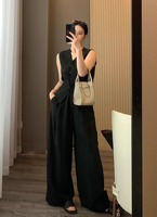 Nouvel ensemble deux pièces été 2026 pour femme : Gilet en lin et coton blanc et pantalon large coupe ajustée – Tenue de ville élégante