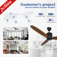 Ventilateur de plafond intelligent 1stshine en bois massif, contemporain, haute efficacité énergétique, commande vocale, décoration intérieure, 6 vitesses, ultra silencieux