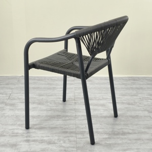 LL Factory Direct Outdoor Aluminium Patio Balcon Fauteuils Moderne <span class=keywords><strong>Noir</strong></span> Métal Osier <span class=keywords><strong>Rotin</strong></span> Meubles de salle à manger pour Park Villa - Product Image 2