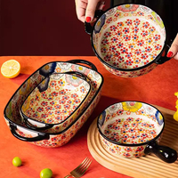 Vaisselle de cuisine durable en porcelaine de qualité supérieure, bol à double poignée, vaisselle de restaurant en céramique, ustensiles de cuisson