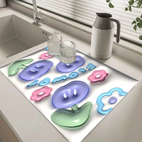Rutschfester, wasserabsorbierender, 3D-gedruckter Cartoon-Teppich, antibakteriell, schnelltrocknend, waschbar, Eingangsmatte, Bodenmatte, Set, Gummi, Schmutzfangmatte