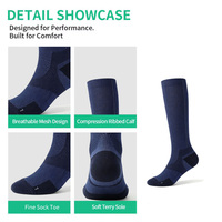 Chaussettes de compression respirantes pour le sport d'été, idéales pour le fitness, la course et l'entraînement, avec logo sur le bord supérieur, longues