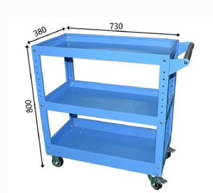 Carretilla Industrial de Acero Azul Lago con Cuatro Ruedas, Almacenamiento Multicapa, Carro Móvil - Product Image 5
