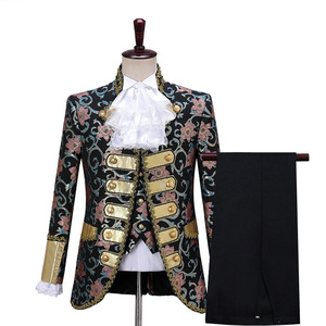 Nouveau <span class=keywords><strong>costume</strong></span> pour <span class=keywords><strong>homme</strong></span> en trois <span class=keywords><strong>pièces</strong></span>, style européen <span class=keywords><strong>vintage</strong></span>, Renaissance, antique, imprimé floral, <span class=keywords><strong>costume</strong></span> de scène Prince Charmant pour <span class=keywords><strong>homme</strong></span> - Product Image 2