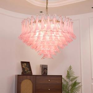 Lámpara de Araña Moderna y Glamurosa de Cristal Largo para Sala de Estar, Iluminación LED Rosa Hecha a Mano de Lujo - Product Image 2