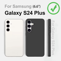 Coque de téléphone en silicone liquide ODM OEM, plusieurs couleurs unies, avec protection de l'objectif surélevée, pour Samsung Galaxy S24 Plus, anti-traces de doigts