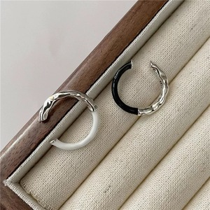 Black Glaze Texture Lava <b>Ring</b> S925 Sterling Silver Women's Fashion Minimalist <b>Open</b> Design Everyday Wear - Product Image 4