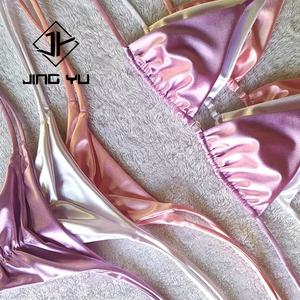 Traje de Baño Personalizado de Marca Privada 2024, Fabricante de Bikinis para Mujer, Traje de Baño Brasileño de Dos Piezas, Conjunto de Bikini de Satén - Product Image 1