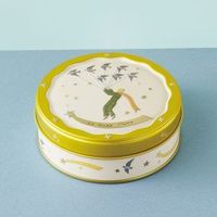 Pot en fer blanc rond de qualité alimentaire en gros avec couvercle à tirer imprimé 135*70mm pour biscuits, bonbons et gâteaux