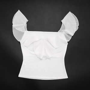 Viviblook Y26TP149 T-shirt décontracté d'été pour femme, nouveau haut sexy ajusté à col bas pour les vacances à la plage - Product Image 6